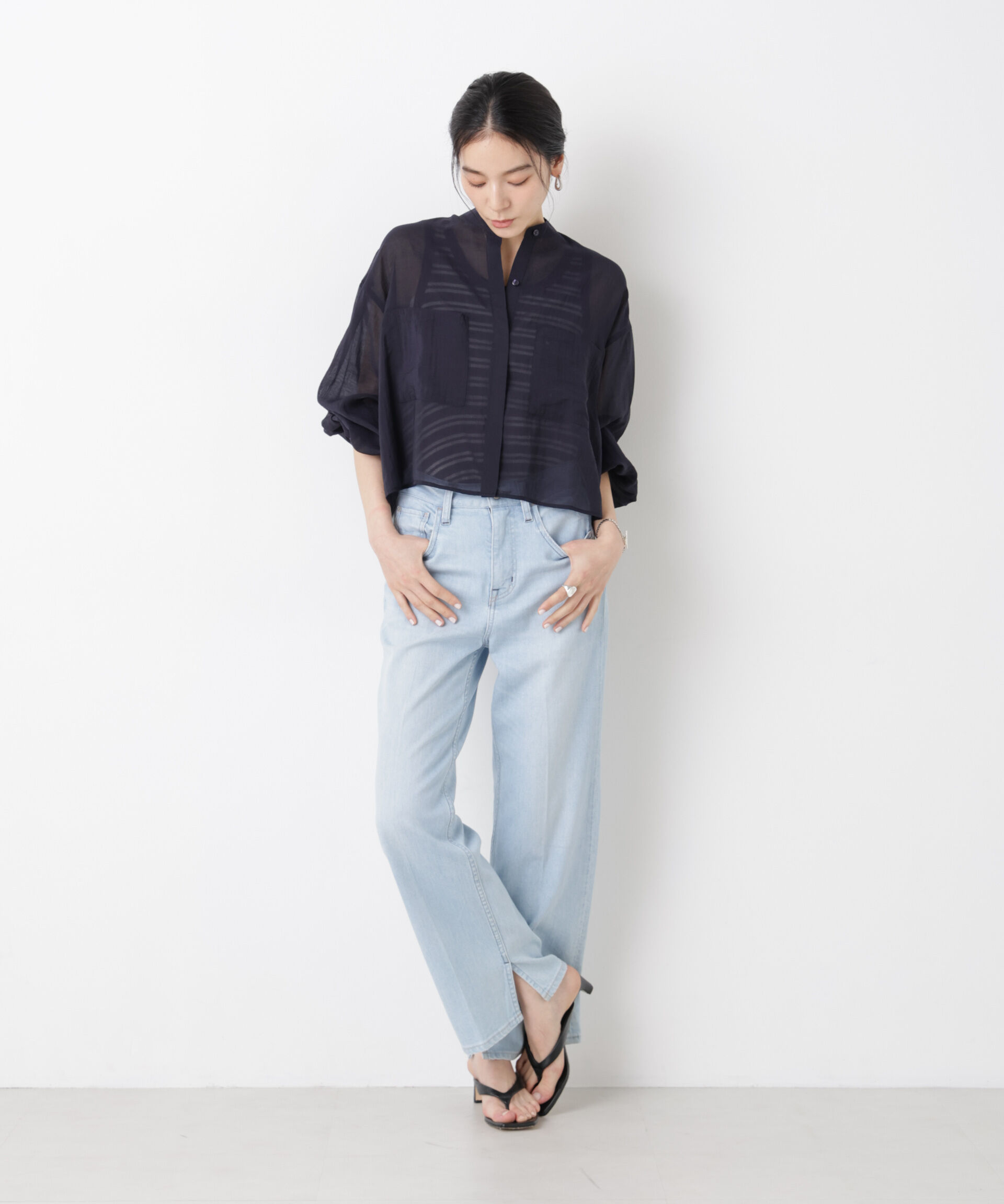 nano･universe「タックスリーブポケットシアーショートシャツ」|シャツ・ブラウス|