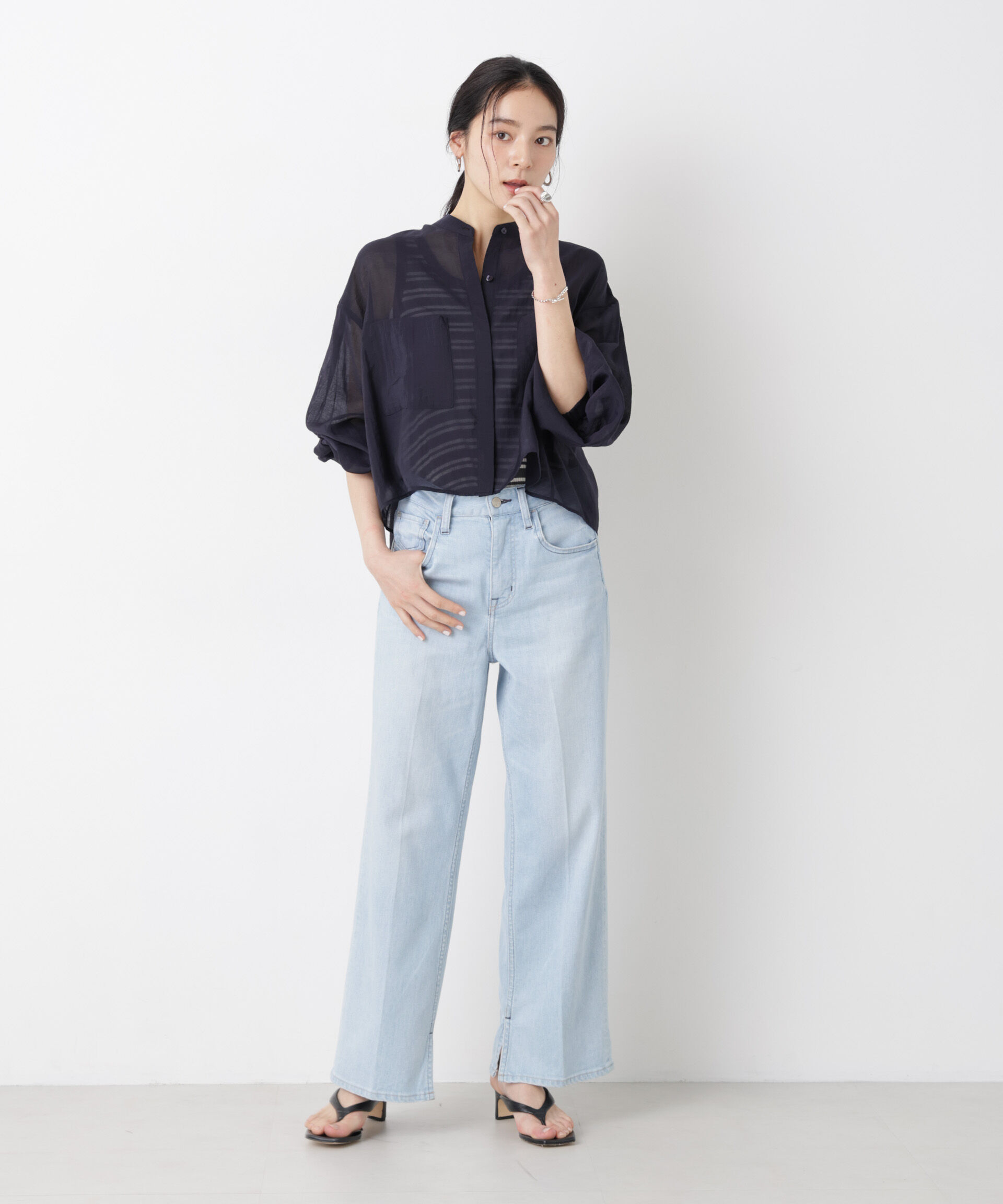 nano･universe「タックスリーブポケットシアーショートシャツ」|シャツ・ブラウス|