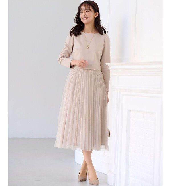 組曲「【WEB限定・KUMIKYOKU NAVY】ジャージーコンビ ギャザーチュール ワンピース」|ワンピース|