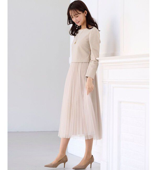 組曲「【WEB限定・KUMIKYOKU NAVY】ジャージーコンビ ギャザーチュール ワンピース」|ワンピース|