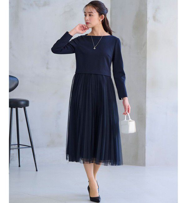 組曲「【WEB限定・KUMIKYOKU NAVY】ジャージーコンビ ギャザーチュール ワンピース」|ワンピース|