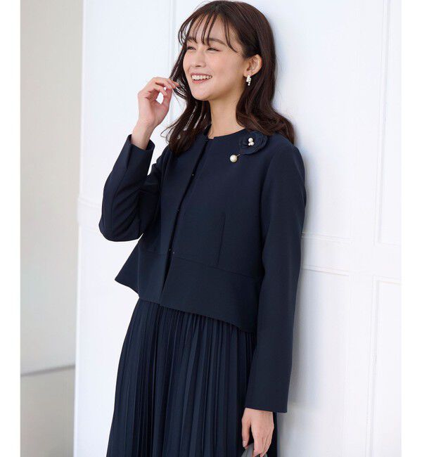 組曲「【WEB限定・KUMIKYOKU NAVY】コンフォータブルドレープ ノーカラージャケット」|ノーカラージャケット|