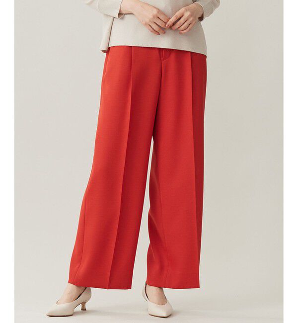 自由区「【洗える】ツイステッドダブルクロスワイドストレート パンツ」|その他|オレンジ