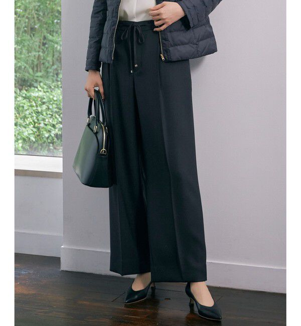 自由区「【洗える】ツイステッドダブルクロスワイドストレート パンツ」|その他|ネイビー