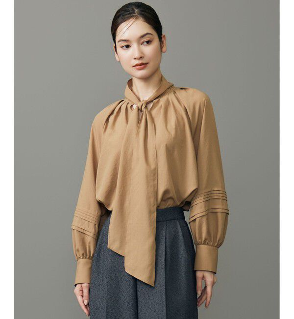 自由区「【カタログ掲載】ソフトスパンビエラボウタイ ブラウス」|シャツ・ブラウス|ブラウン