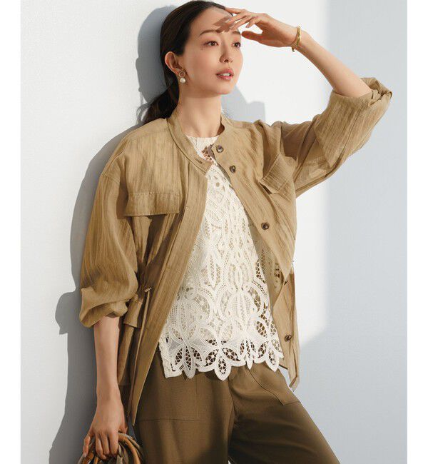 23区「エンブロイダリーレース ニットベスト」|ベスト・ジレ|アイボリー系