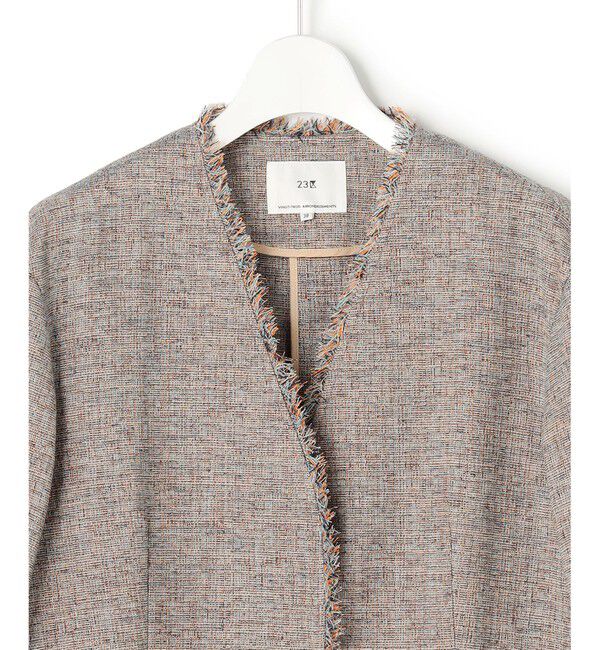 23区「リネンライクブッチャー フリンジノーカラージャケット」|その他|