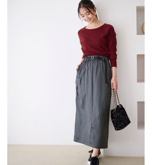 any SiS「【WEB・一部店舗限定】サテンカーゴ スカート」|スカート|