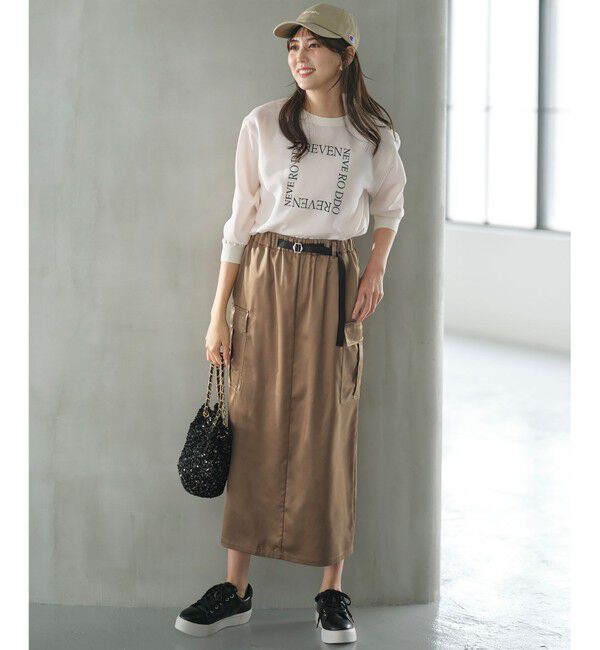 any SiS「【WEB・一部店舗限定】サテンカーゴ スカート」|スカート|