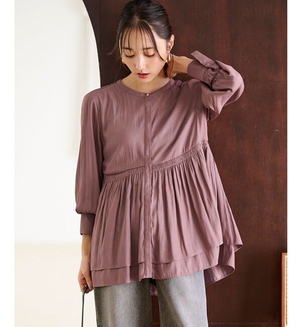 ANY SIS「【洗える】かさねシャーリング ブラウス」|シャツ・ブラウス|ｽﾓｰｷｰﾋ