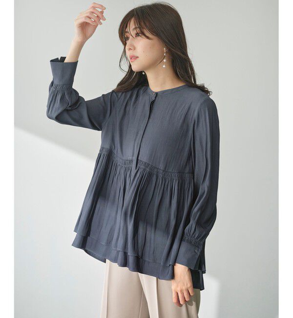 ANY SIS「【洗える】かさねシャーリング ブラウス」|シャツ・ブラウス|