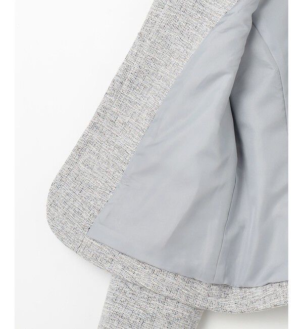 ANY SIS「【洗える】ライトストレッチ ツイード ジャケット」|ノーカラージャケット|