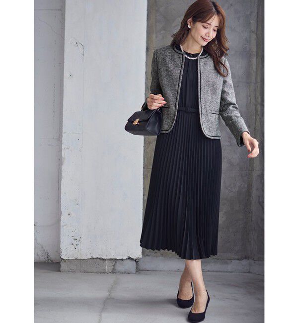 ANY SIS「【洗える】ライトストレッチ ツイード ジャケット」|ノーカラージャケット|