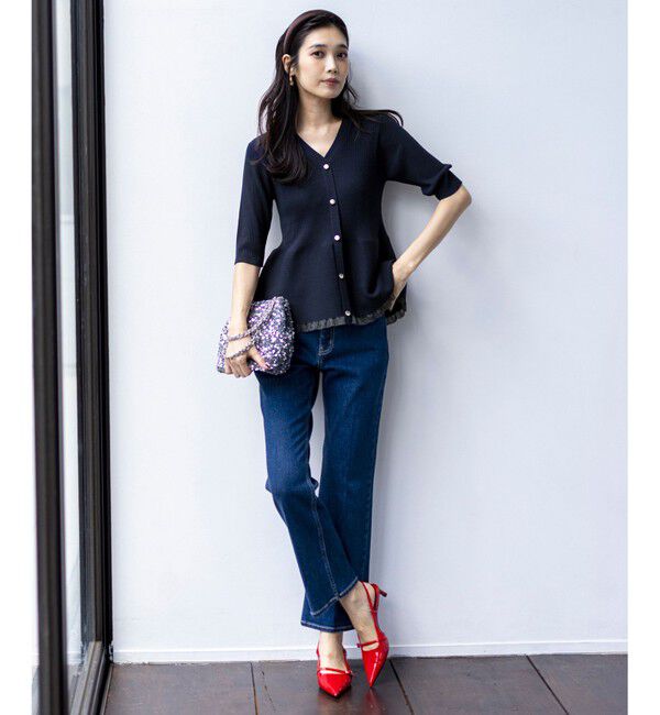 ANY SIS「シアーフリルペプラム ニット」|ニット・セーター|