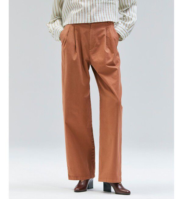 BEIGE,「【洗える・Oggi 11月号掲載】HAMLIN / コットンストレッチ2タックワイドパンツ」|その他|Brown