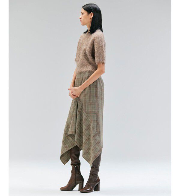 BEIGE,「SELMA / チェックウールラッフルスカート」|スカート|