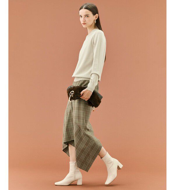 BEIGE,「SELMA / チェックウールラッフルスカート」|スカート|