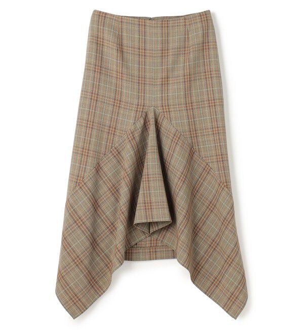 BEIGE,「SELMA / チェックウールラッフルスカート」|スカート|
