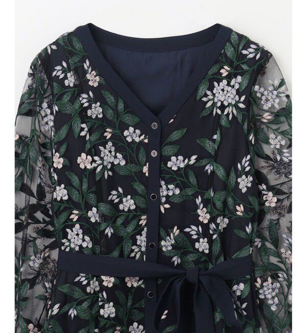 GRACE CONTINENTAL「フラワー刺繍フレアワンピース」|ワンピース|