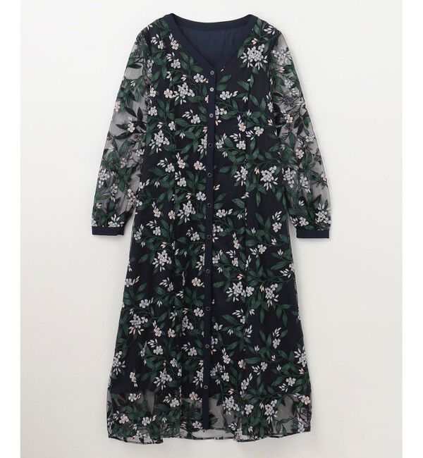 GRACE CONTINENTAL「フラワー刺繍フレアワンピース」|ワンピース|