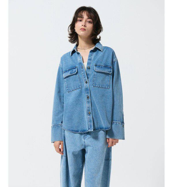 GRACE CONTINENTAL「スタッズデニムシャツ」|シャツ・ブラウス|インディゴ