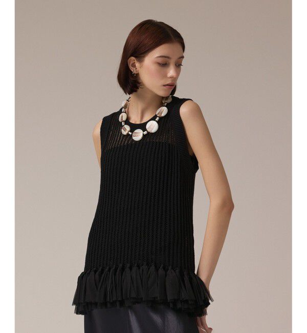 Diagram「チュールフリンジニットトップ」|Tシャツ・カットソー|ブラック