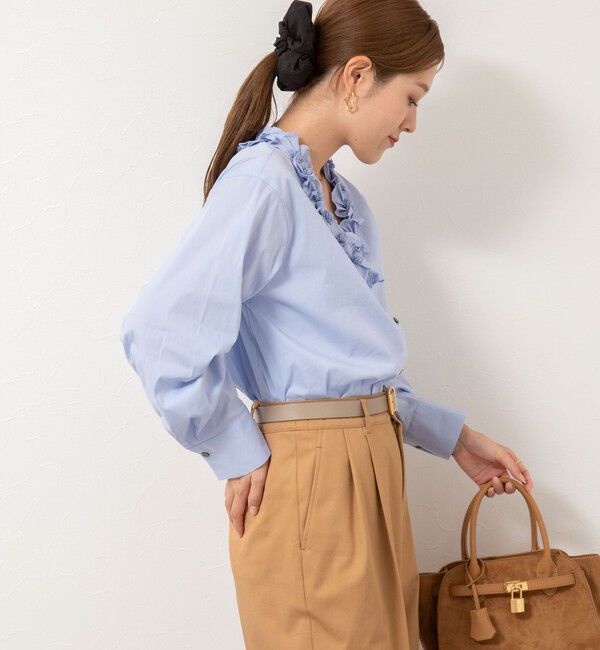 NOLLEY'S「Vネックタックギャザーパーツブラウス」|シャツ・ブラウス|