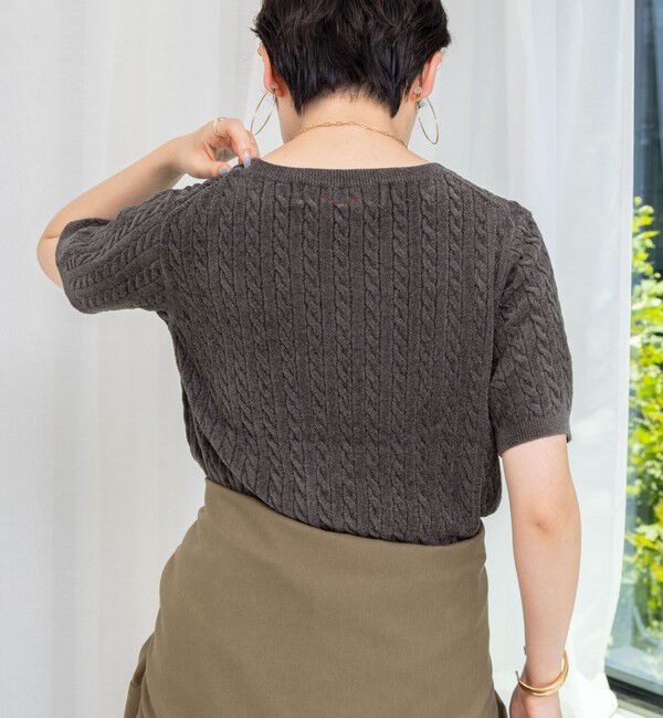 Rie Miller「《手洗い可能》《アンサンブル対応》モールヤーンミニケーブルプルオーバーニット」|ニット・セーター|