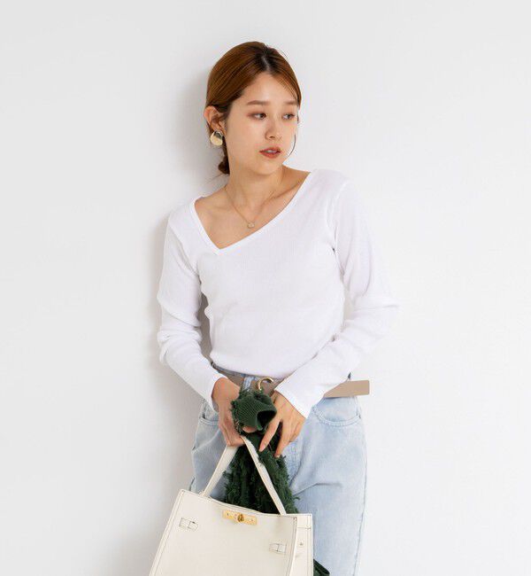Rie Miller「ウォッシャブルリブカットアウト2WAYロンT」|Tシャツ・カットソー|