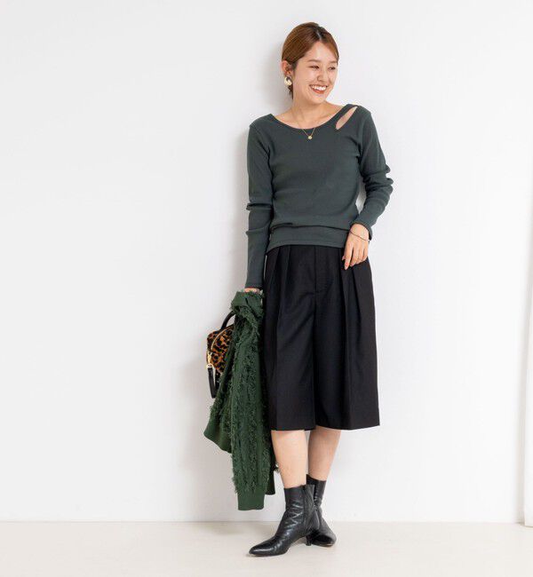 Rie Miller「ウォッシャブルリブカットアウト2WAYロンT」|Tシャツ・カットソー|