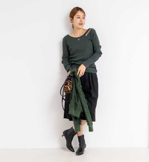 Rie Miller「ウォッシャブルリブカットアウト2WAYロンT」|Tシャツ・カットソー|