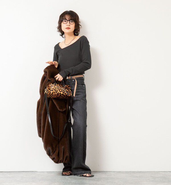 Rie Miller「ウォッシャブルリブカットアウト2WAYロンT」|Tシャツ・カットソー|