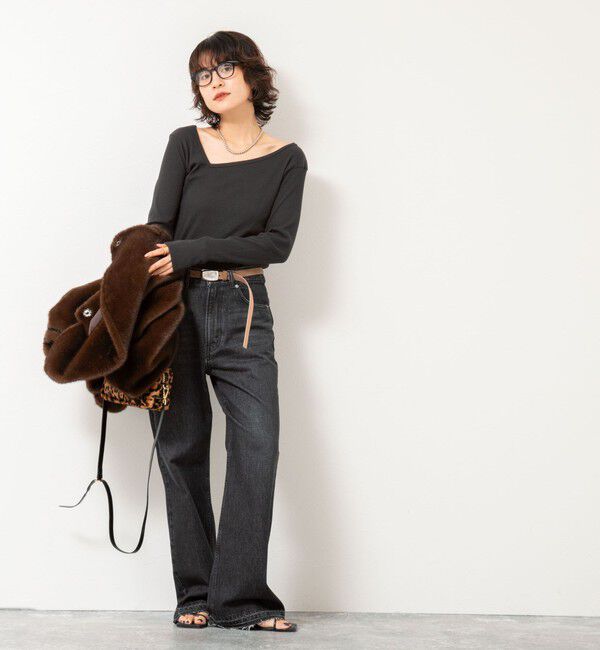 Rie Miller「ウォッシャブルリブカットアウト2WAYロンT」|Tシャツ・カットソー|