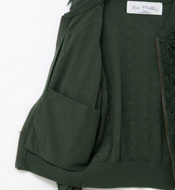 Rie Miller「《手洗い可能》カットジャガードジップアップカーディガン」|カーディガン|