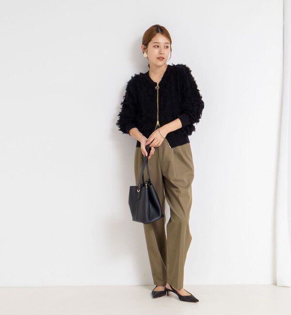 Rie Miller「《手洗い可能》カットジャガードジップアップカーディガン」|カーディガン|