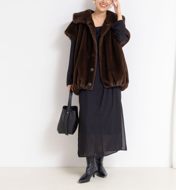 Rie Miller「カフタンシフォンワンピース」|ワンピース|ブラック