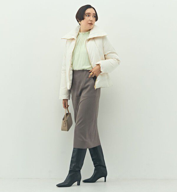 NOLLEY'S「ウォッシャブルストレッチスエード切替タイトスカート」|タイト|