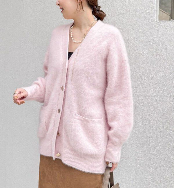 NOLLEY'S sophi「カシミヤ混ヘアリーVネックカーディガン」|カーディガン|ベビーピンク