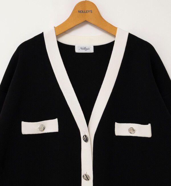 NOLLEY'S「《手洗い可能》スムース配色Vネックカーディガン」|カーディガン|