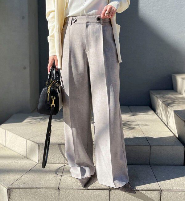 NOLLEY'S sophi「《セットアップ対応》ウォッシャブルドライシャークタックワイドパンツ」|その他|グレーベージュ