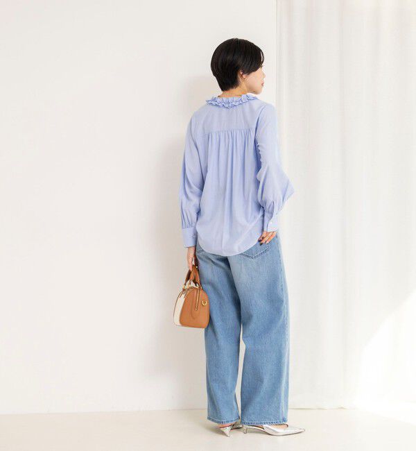 NOLLEY'S「ウォッシャブルフロントフリルVネックブラウス」|シャツ・ブラウス|