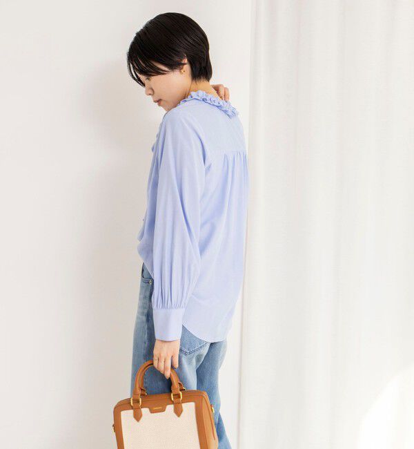 NOLLEY'S「ウォッシャブルフロントフリルVネックブラウス」|シャツ・ブラウス|
