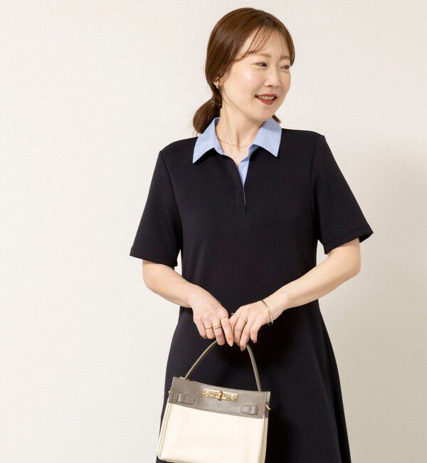 NOLLEY'S sophi「ウォッシャブルポロ襟ダンボールフレアワンピース」|ワンピース|