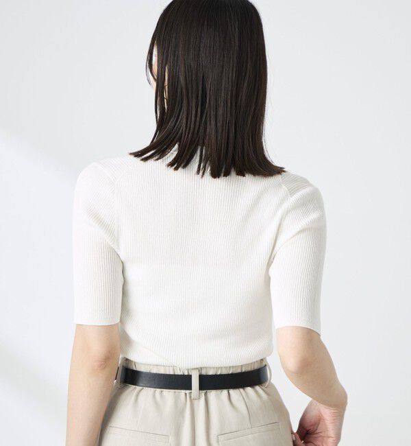 NOLLEY'S sophi「《手洗い可能》綿アセリブ半袖Vネックカーディガン」|カーディガン|