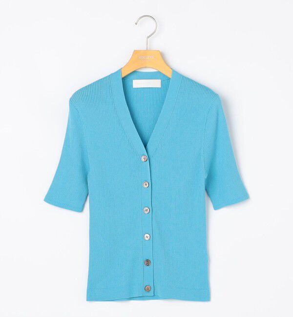 NOLLEY'S sophi「《手洗い可能》綿アセリブ半袖Vネックカーディガン」|カーディガン|