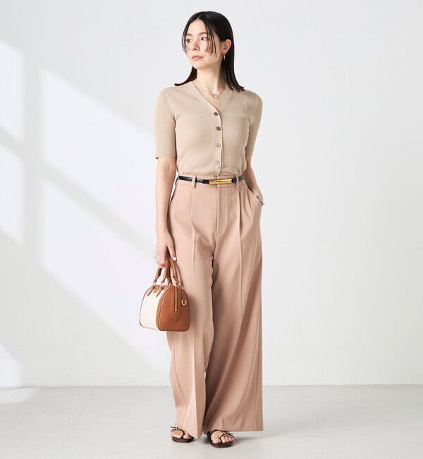 NOLLEY'S sophi「《手洗い可能》綿アセリブ半袖Vネックカーディガン」|カーディガン|