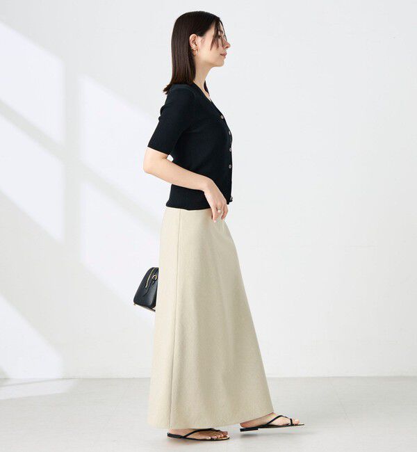 NOLLEY'S sophi「《手洗い可能》綿アセリブ半袖Vネックカーディガン」|カーディガン|