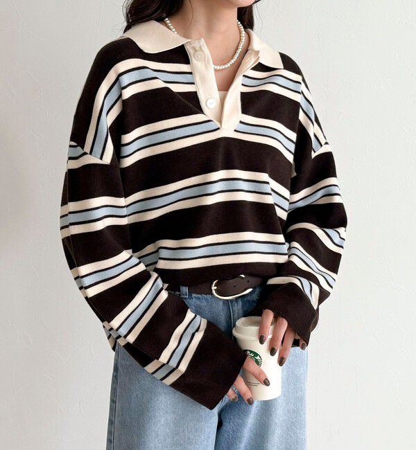 fredy emue「ラガーボーダーニットプルオーバー」|ニット・セーター|