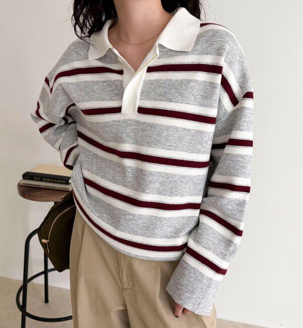 fredy emue「ラガーボーダーニットプルオーバー」|ニット・セーター|