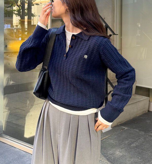 fredy emue「FR刺繍ケーブル柄ポロ衿ニットプルオーバー」|ニット・セーター|